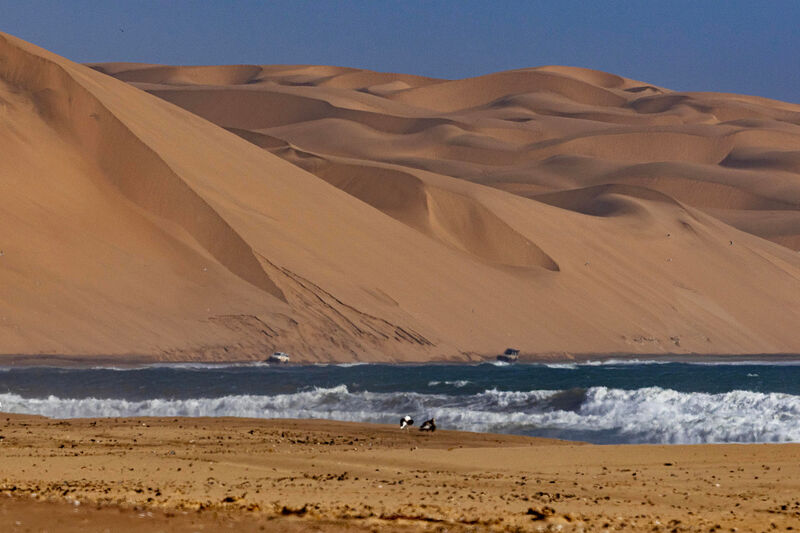 Tall red dune against blue sky — Sossusvlei, Namib Sand Sea