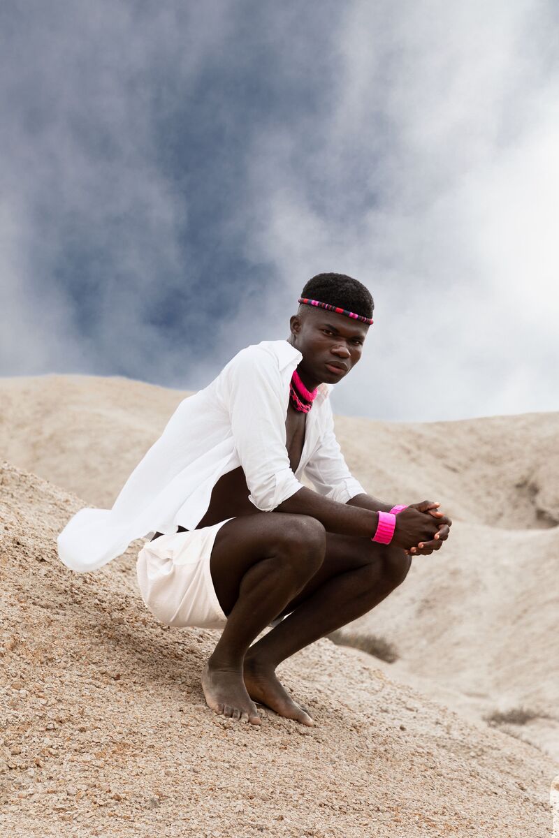 Dorob editorial — wind-caught fabric on coast