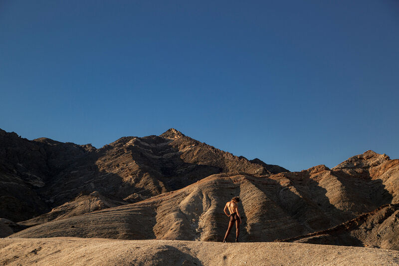 Geological mountain landscape, lone figure — fine-art print